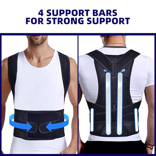 Adjustable Back Posture Corrector Back Pain Relief Belt Spine Waist Support Correction Straps Posture Belt For Men Women - Black