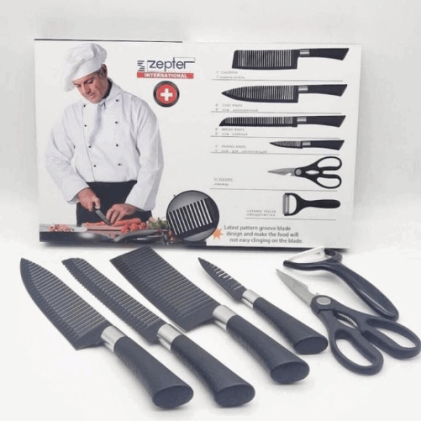Zepter international 6 Piece Knife Set Finished In Wrinkle Black